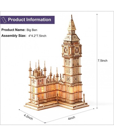 3D Wooden Puzzles for Adults Big Ben with Lights Architecture Model and Building Kit(TG507) $26.59 3-D Puzzles