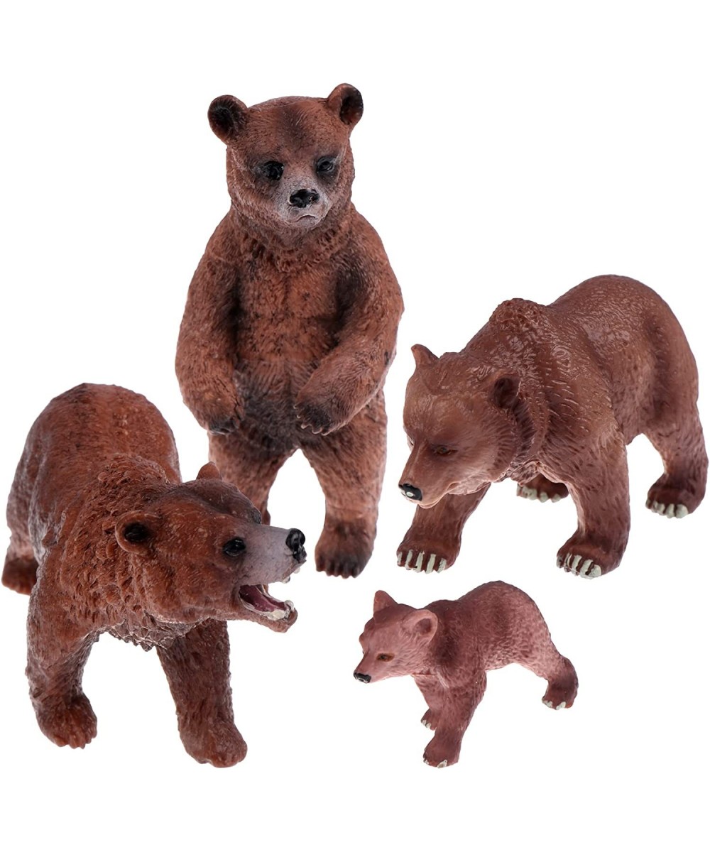 4 Pack Realistic Bear Figurines Toys Plastic Forest Animal Brown Bear Family Figures Educational Learning Playset Small Brown...