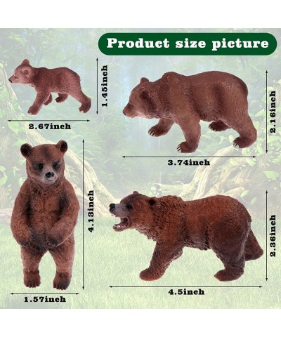 4 Pack Realistic Bear Figurines Toys Plastic Forest Animal Brown Bear Family Figures Educational Learning Playset Small Brown...