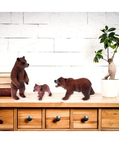 4 Pack Realistic Bear Figurines Toys Plastic Forest Animal Brown Bear Family Figures Educational Learning Playset Small Brown...