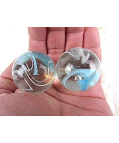 Set of 2 Arctic 35mm Boulder Clear/White/Blue Swirl Large Shooter Solid Glass Marbles Home Decor/Vase Filler/Aquarium $16.05 ...