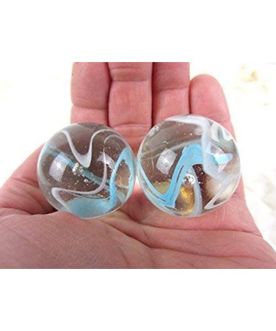 Set of 2 Arctic 35mm Boulder Clear/White/Blue Swirl Large Shooter Solid Glass Marbles Home Decor/Vase Filler/Aquarium $16.05 ...