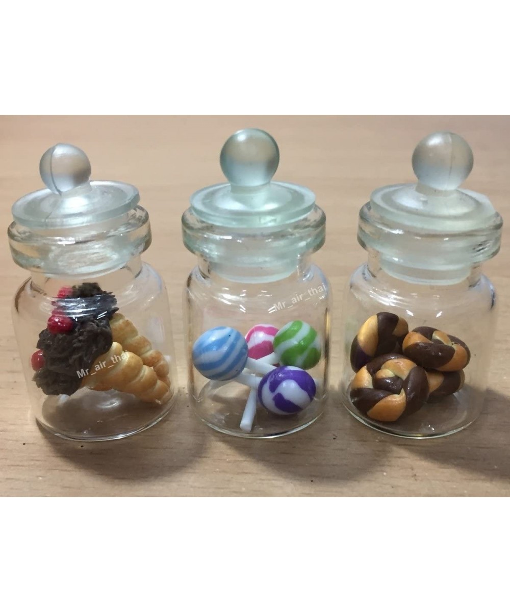 3pc Miniature Cake Chocolate Cookie Food Dollhouse Donut Candy in Clear Glass Mini Bottle fruit Food MF059 $18.02 Dollhouse A...