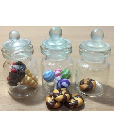 3pc Miniature Cake Chocolate Cookie Food Dollhouse Donut Candy in Clear Glass Mini Bottle fruit Food MF059 $18.02 Dollhouse A...