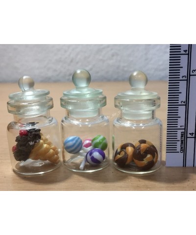 3pc Miniature Cake Chocolate Cookie Food Dollhouse Donut Candy in Clear Glass Mini Bottle fruit Food MF059 $18.02 Dollhouse A...