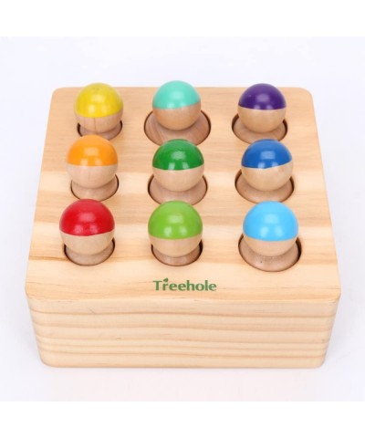 Montessori Toys for Toddlers Wooden Rainbow Peg Dolls Shapes Sorting Toys 9 Wood People Figures Cylinder Blocks Preschool Lea...