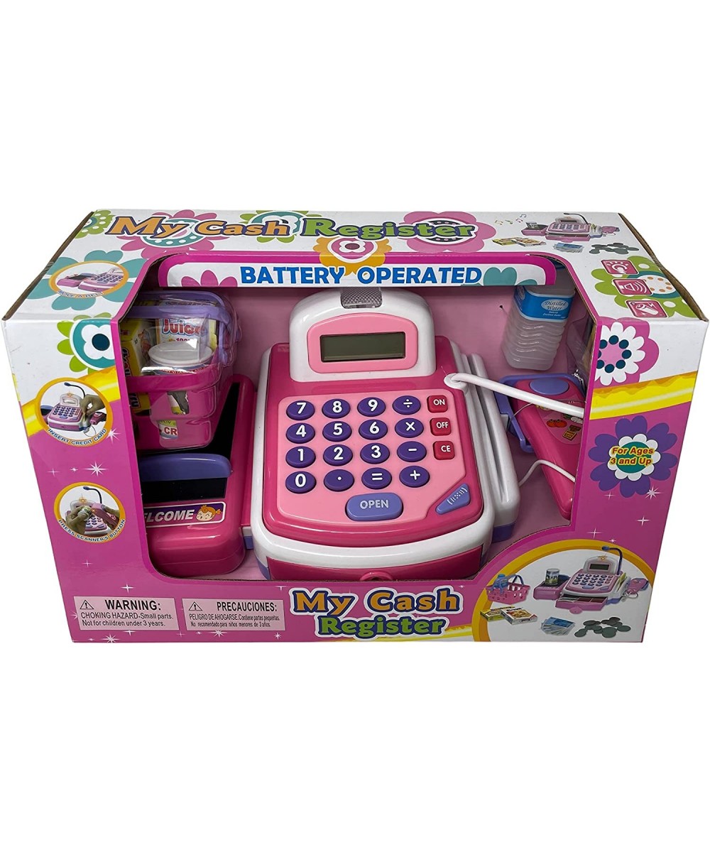 Activity Learning Family Battery Operated Electronic Cash Register Toy Pretend Play Microphone Scanner Money and Credit Card ...