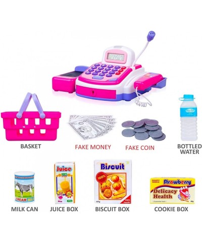 Activity Learning Family Battery Operated Electronic Cash Register Toy Pretend Play Microphone Scanner Money and Credit Card ...