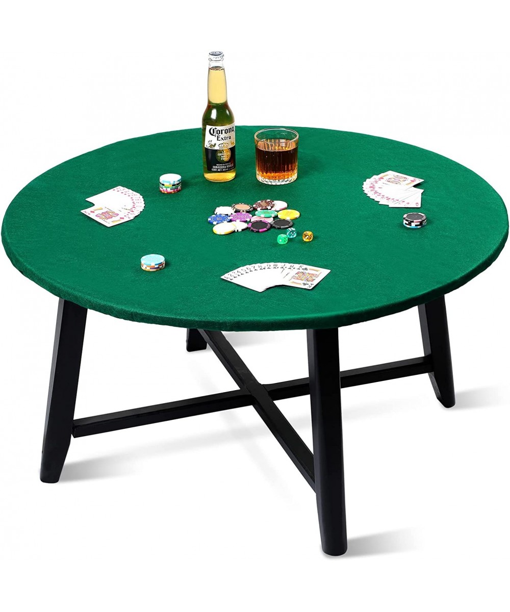 Felt Card Game Tablecover Round Tablecloth Poker Table Cover Elastic Fitted 36-48 Inches Game Table Topper Mat Round Card Gam...