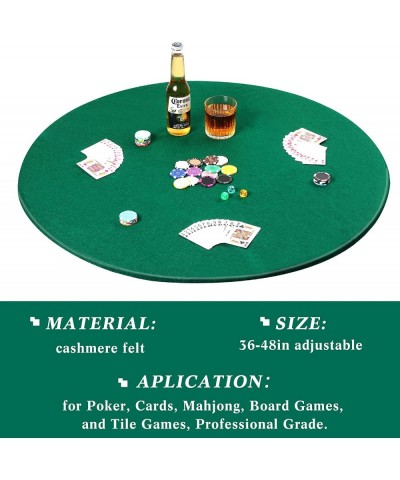 Felt Card Game Tablecover Round Tablecloth Poker Table Cover Elastic Fitted 36-48 Inches Game Table Topper Mat Round Card Gam...