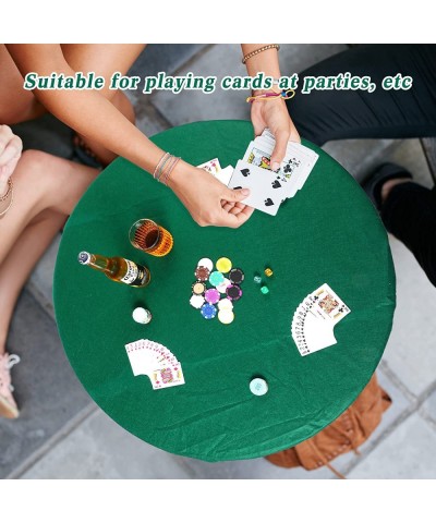 Felt Card Game Tablecover Round Tablecloth Poker Table Cover Elastic Fitted 36-48 Inches Game Table Topper Mat Round Card Gam...