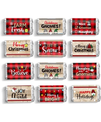 90 Pieces Christmas Candy Bar Decoration Red and Black Plaid Mini Candy Chocolates Bar Wrapper Stickers Merry Christmas Candy...