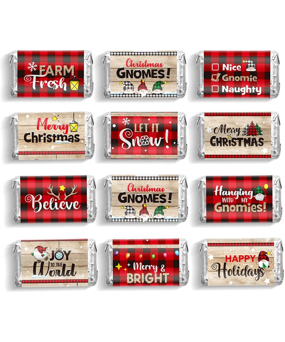 90 Pieces Christmas Candy Bar Decoration Red and Black Plaid Mini Candy Chocolates Bar Wrapper Stickers Merry Christmas Candy...