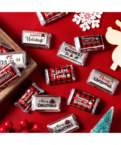 90 Pieces Christmas Candy Bar Decoration Red and Black Plaid Mini Candy Chocolates Bar Wrapper Stickers Merry Christmas Candy...