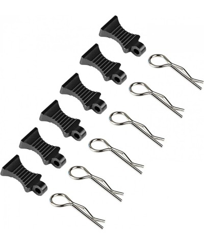 6Pack RC Body Clips Pins with Fixing Bracket Aluminum Pull Tabs Mount Compatible with Redcat Traxxas Tamiya Axial SCX10 1/10 ...