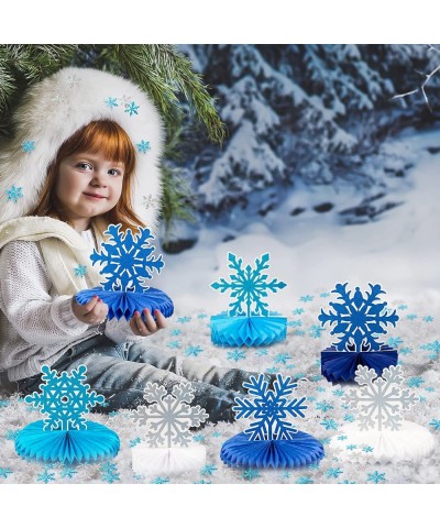 Snowflake Winter Wonderland Frozen Party Decorations Blue-12Pcs Snowflake Honeycomb Centerpieces and 600pcs mini Snowflake co...