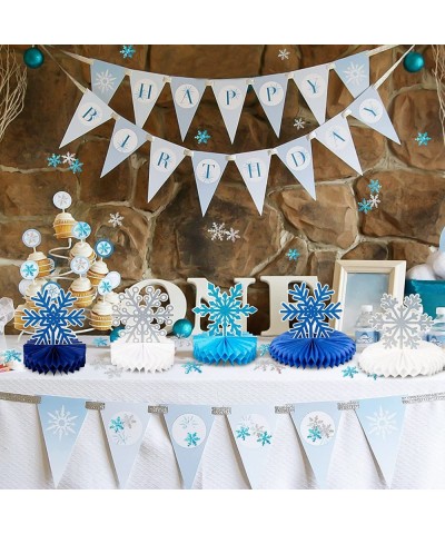 Snowflake Winter Wonderland Frozen Party Decorations Blue-12Pcs Snowflake Honeycomb Centerpieces and 600pcs mini Snowflake co...