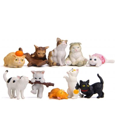 10 Pcs Kawaii Cat Characters Toy Mini Figure Collection Playset Cake Topper Plant Automobile Decoration Miniature Decorations...