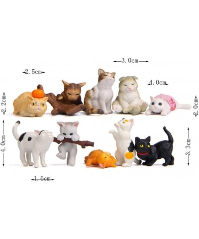 10 Pcs Kawaii Cat Characters Toy Mini Figure Collection Playset Cake Topper Plant Automobile Decoration Miniature Decorations...