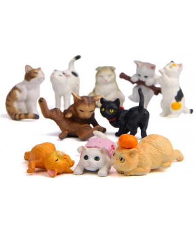 10 Pcs Kawaii Cat Characters Toy Mini Figure Collection Playset Cake Topper Plant Automobile Decoration Miniature Decorations...