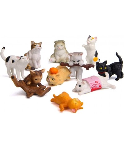 10 Pcs Kawaii Cat Characters Toy Mini Figure Collection Playset Cake Topper Plant Automobile Decoration Miniature Decorations...