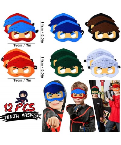 60Pcs Ninja Party Favors for Kids Birthday with Warrior Karate Party Favor Masks Sticky Hand Stretchy Flying Slingshot Wristb...