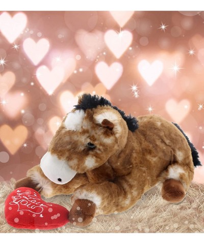 I Love You Plush Lying Brown Horse - Cute Stuffed Animal with Heart and with Name Personalization for Valentines Anniversary ...