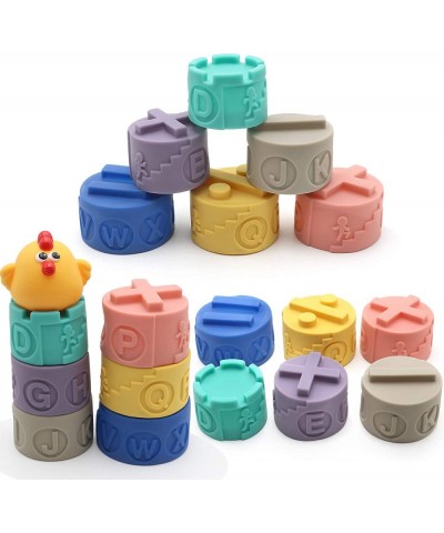 Soft & Colorful Stacking Blocks Building Blocks for Toddlers Baby Teething Chewing Stacking Blocks Educational Baby Toys 6 Mo...