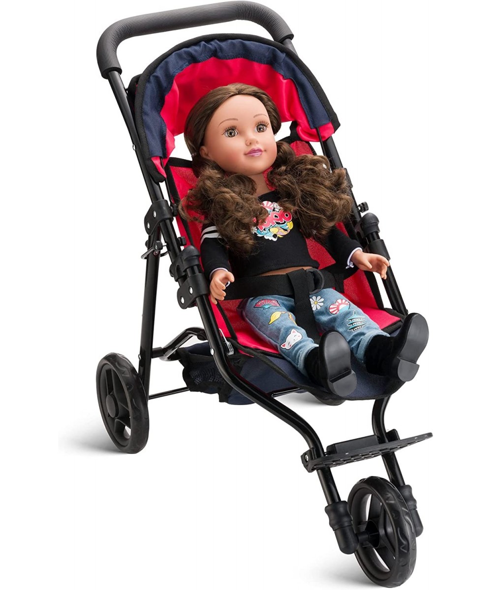 Hushlily® Baby Doll Jogger Stroller with Adjustable Canopy & Basket Foldable with Smooth Rolling Wheels (Red & Blue) $73.52 D...