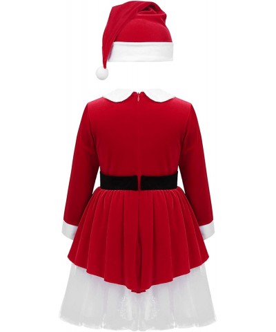 Girls Christmas Long Sleeve Snowball Carol Swing Dress with Santa Hat Xmas Party Costume $32.06 Kids' Costumes