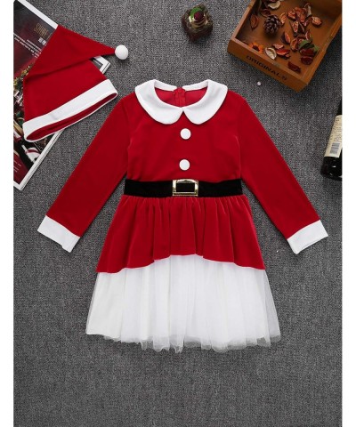 Girls Christmas Long Sleeve Snowball Carol Swing Dress with Santa Hat Xmas Party Costume $32.06 Kids' Costumes