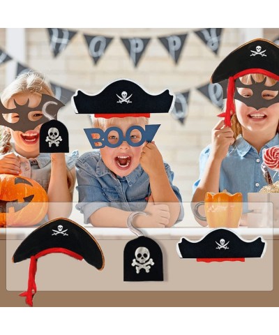 Halloween Pirate Costume for Kids Set 6pcs Pirate Cloak Tricorn Hat Pirate Eye Patch Captain Hook Cutlass Sword Pirate Bandan...