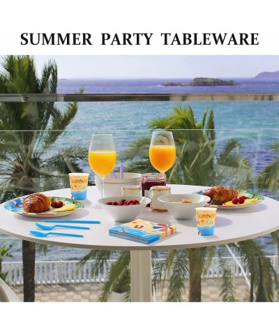 192 Pieces Beach Party Supplies Summer Pool Party Tableware Set Including Beach Party Paper Plates Napkins Cups Forks Knives ...