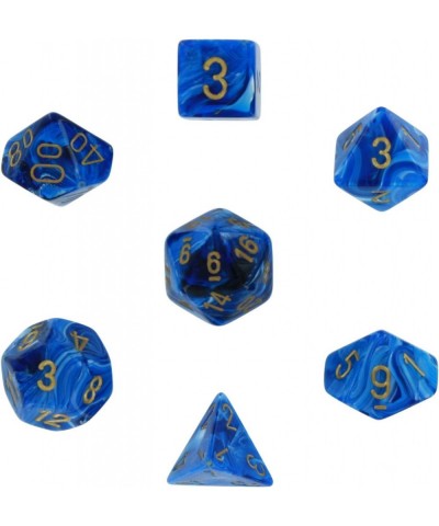 Polyhedral 7-Die Vortex Dice Set - Blue with Gold $15.79 Game Accessories