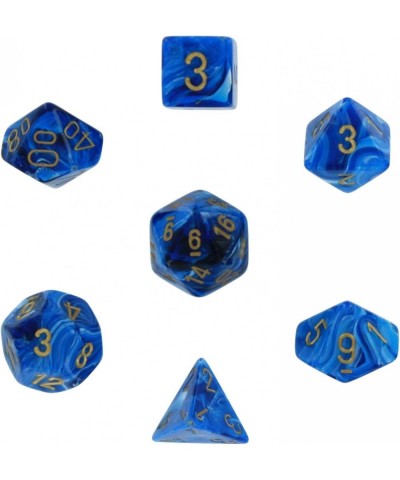 Polyhedral 7-Die Vortex Dice Set - Blue with Gold $15.79 Game Accessories