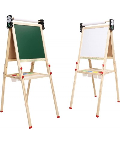 Kids Easel Double Sided Art Easel for Kids with Whiteboard Chalkboard Paper Roll Height Adjustable Kids Easel with Painting A...