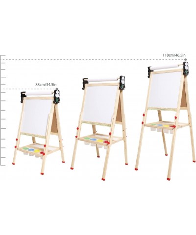 Kids Easel Double Sided Art Easel for Kids with Whiteboard Chalkboard Paper Roll Height Adjustable Kids Easel with Painting A...