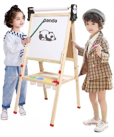 Kids Easel Double Sided Art Easel for Kids with Whiteboard Chalkboard Paper Roll Height Adjustable Kids Easel with Painting A...