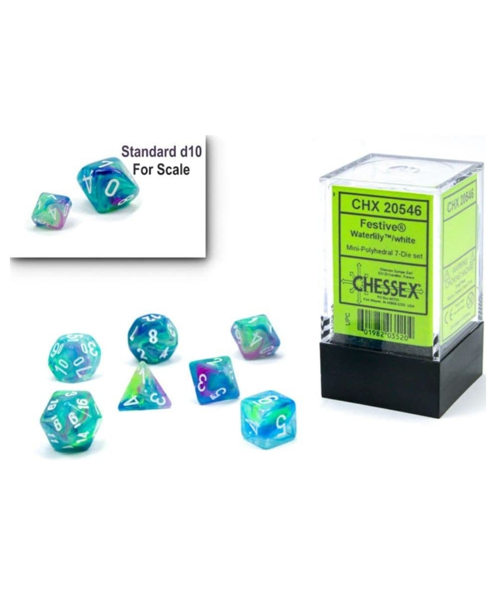 Dice Set – 10mm Festive Waterlily/White Polyhedral Dice Set – Dungeons and Dragons D&D DND TTRPG Dice – Includes 7 Dice - D4 ...