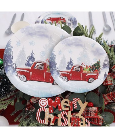 150PCS Christmas Paper Plates - Christmas Party Plates with Car and Christmas Tree Design Include 25PCS 9‘’ Dinner Plates 25P...