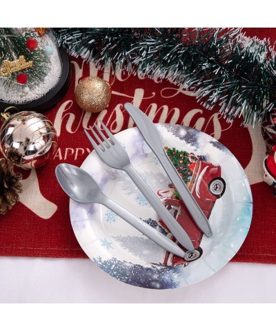 150PCS Christmas Paper Plates - Christmas Party Plates with Car and Christmas Tree Design Include 25PCS 9‘’ Dinner Plates 25P...