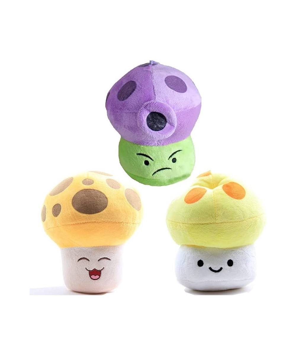 3 PCS PVZ Plant and Zombies Plush Plants Sets Toys Purple Spray Mushroom Sun Shroom Gold Shroom Plant Figure Doll Great Gift ...