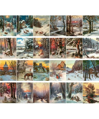 Large Stickers (24 pscs 2.5"x3.5" Each) Winter Rural Life Christmas Landscapes Vintage Art $17.56 Kids' Drawing & Writing Boards