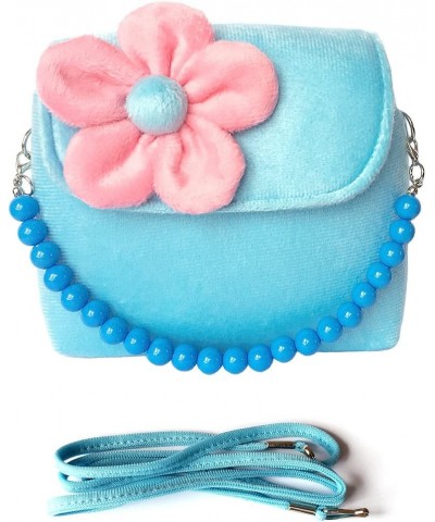 Little Girl Bag Beauty Set Plush Handbag + Flower-Shaped Clip-on Earrings + Necklace and Bracelet Set (Blue) $20.26 Plush Purses