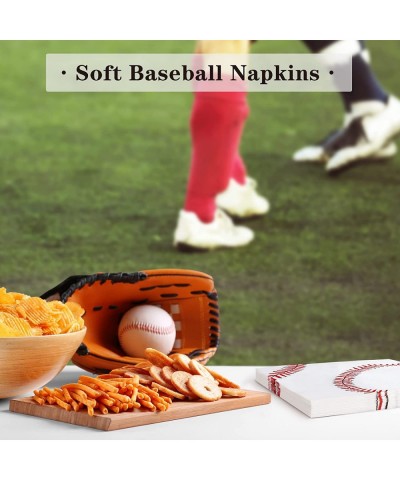 96 Pack Baseball Napkins 13 x 13 Inches Baseball Pattern Napkins Baseball Themed Napkins for Baseball Theme Party Sports Part...