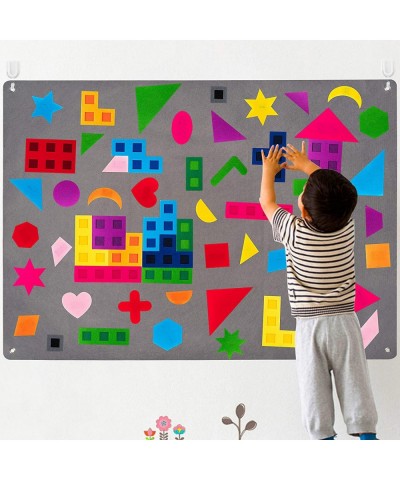 64Pcs Preschool Shapes Teaching Felt Board Story Set 3.5 Ft Colorful Montessori Teacher Aide Tangrams Storytelling Flannel In...