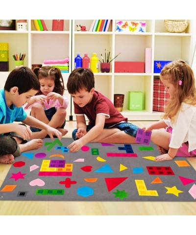 64Pcs Preschool Shapes Teaching Felt Board Story Set 3.5 Ft Colorful Montessori Teacher Aide Tangrams Storytelling Flannel In...