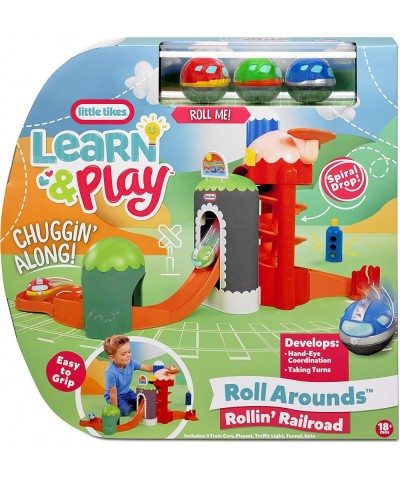 Learn & Play Roll Arounds Rollin' Railroad Including 3 Toy Train Cars & Playset Easy Grip & Roll - Birthday Gifts for Kids To...