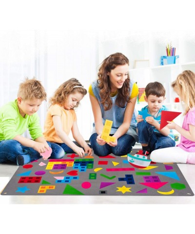 64Pcs Preschool Shapes Teaching Felt Board Story Set 3.5 Ft Colorful Montessori Teacher Aide Tangrams Storytelling Flannel In...