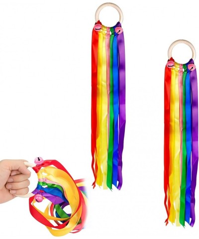 2pcs Rainbow Hand Kites with Bells Dancing Ribbon Streamer Wand Toy for Kids Play in Party Holiday Celebration Birthday Party...